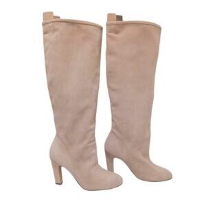 Stuart Weitzman Charlie Knee-high Boots 7.5 M Pink Champagne Beige Suede Leather